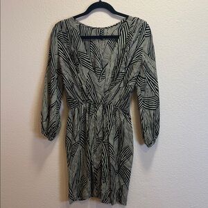 Amanda Uprichard Black and Cream Deep V silk mini Dress